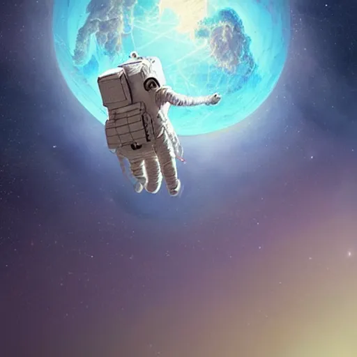 Prompt: an astronaut said goodbye to the earth, and fell into universe, concept art by chris labrooy, cgsociety, retrofuturism, sci - fi, concept art, futuristic