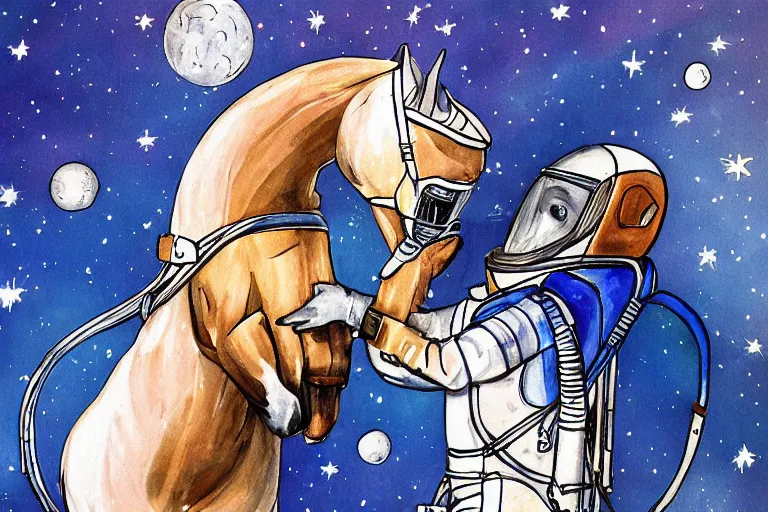 Image similar to horse lying on astronaut, arstation