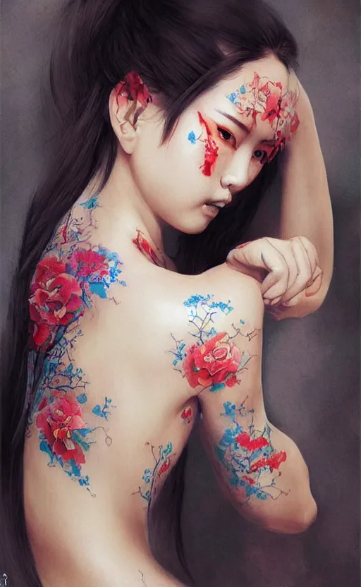 Image similar to Colour Tattoo old chines painting , by WLOP, Rossdraws, James Jean