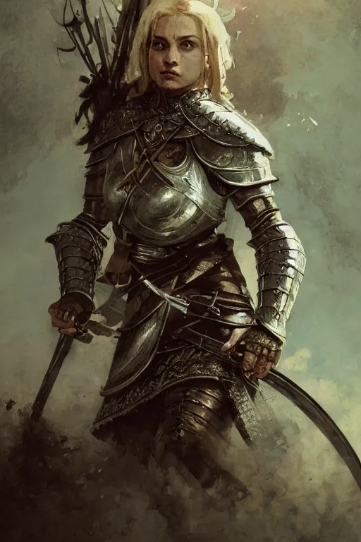 Image similar to polish female, legendary warrior, fighter, lord of the rings, tattoos, decorative ornaments, battle armor, carl spitzweg, ismail inceoglu, vdragan bibin, hans thoma, greg rutkowski, alexandros pyromallis, perfect face, detailed, sharply focused, centered, rule of thirds, photorealistic shading