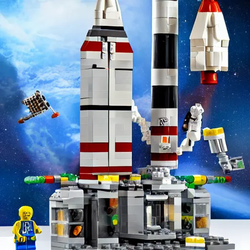 Image similar to an elon musk space x mars colony lego set