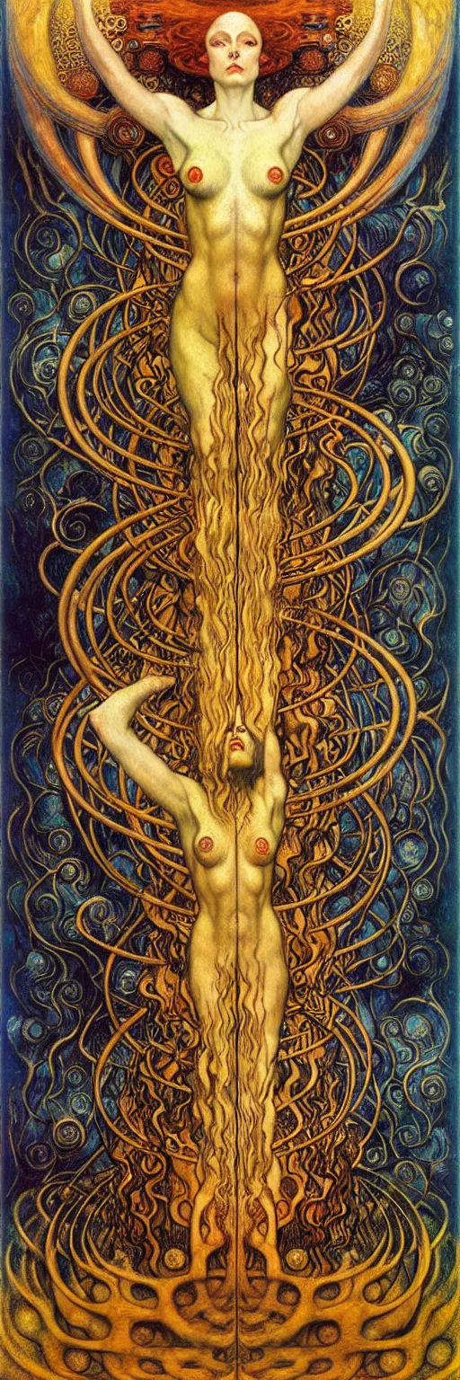 Image similar to Divine Chaos Engine by Karol Bak, Jean Delville, William Blake, Gustav Klimt, and Vincent Van Gogh, symbolist, visionary