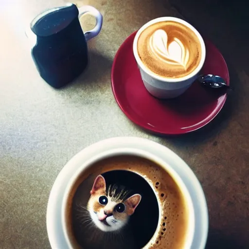 Image similar to cat and cup of coffee