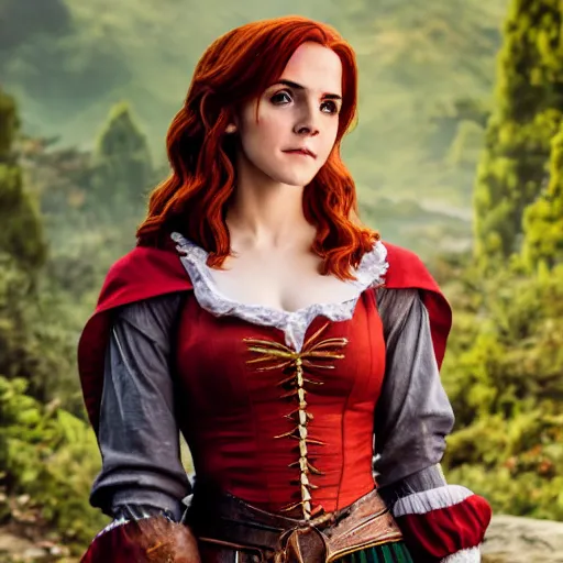 Image similar to Triss Merigold cosplay by Emma Watson, 8k, professional photography, cinematic studio shot