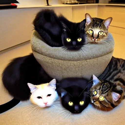 Prompt: a pile of cats