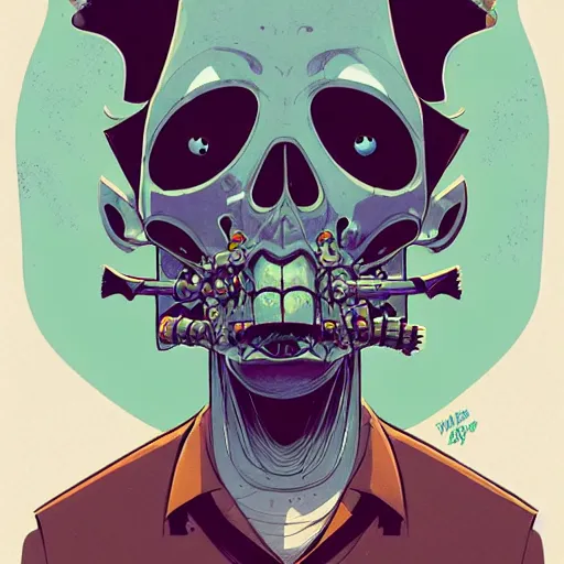 Image similar to a study of cell shaded portrait of Grim Fandango concept art, llustration, post grunge, concept art by josan gonzales and wlop, by james jean, Victo ngai, David Rubín, Mike Mignola, Laurie Greasley, highly detailed, sharp focus, alien, Trending on Artstation, HQ, deviantart, art by artgem