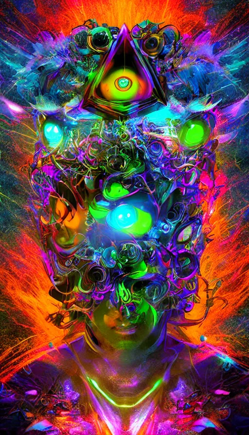 Image similar to psytrance artwork, with 3 d render