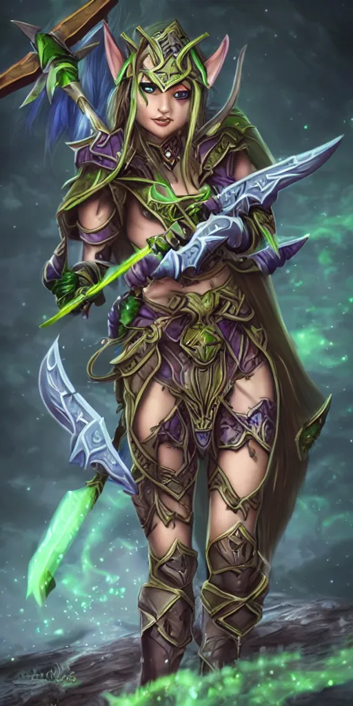 Prompt: night elf archer, warcraft