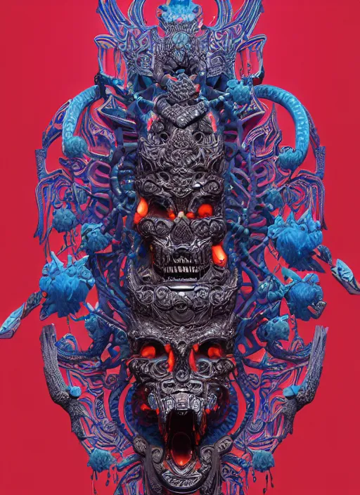 Prompt: 3 d ornate carved shaman with tattoos profile portrait, sigma 5 0 0 mm f / 5. beautiful intricate highly detailed quetzalcoatl skull. bioluminescent, plasma, lava, ice, water, wind, creature, thunderstorm! artwork by tooth wu and wlop and beeple and greg rutkowski, 8 k trending on artstation