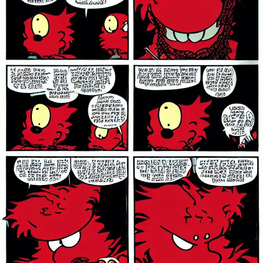 Image similar to carnage (marvel) in the style of jim davis, comic