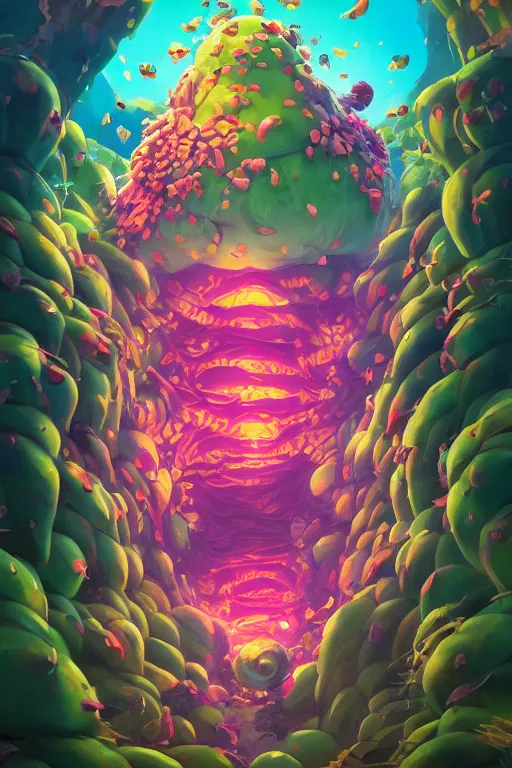 Image similar to roots cactus sushi cristal smurf ghost creature animal sushi cristal very big eye roots cactus elemental flush of force nature micro world fluo fishscale, behance hd by jesper ejsing, by rhads, makoto shinkai and lois van baarle, ilya kuvshinov, rossdraws radiating a glowing aura global illumination ray tracing hdr