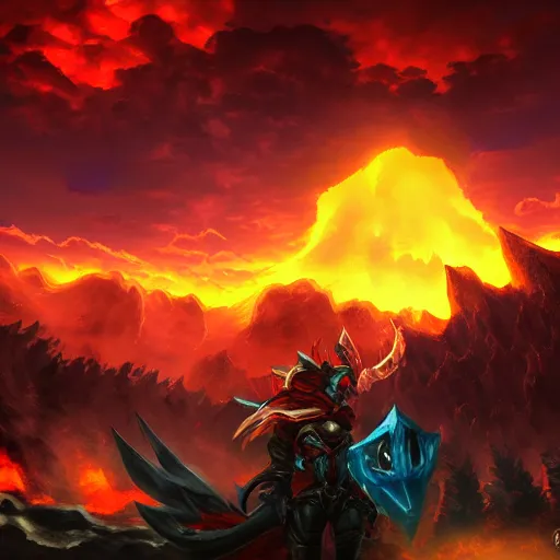 Prompt: fiery sky, league of legend style