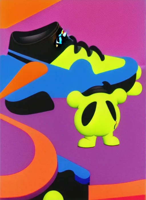 Image similar to nike acg sneaker by shusei nagaoka, kaws, david rudnick, airbrush on canvas, pastell colours, cell shaded, 8 k