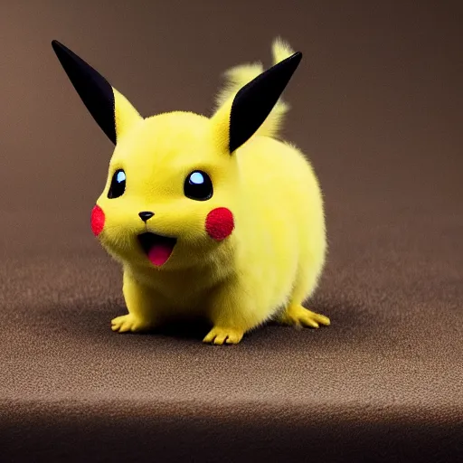 Prompt: a stunning photograph of a pikachu in real life, 8 k hd, incredibly detailed, hd fur, cute mouse pokemon, sent from my iphone