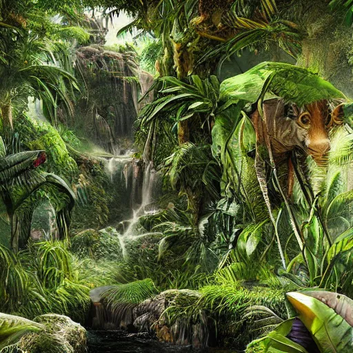 Image similar to jungle cakes, ultra realistic, ultra detailed, lush, beautiful, digital art,