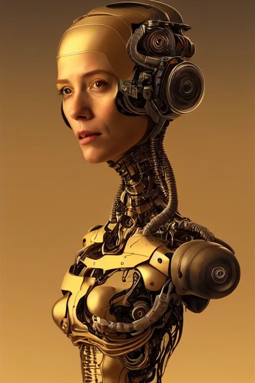 Image similar to portrait of a female robot mother, intricate, dystopian toy, sci-fi, extremely detailed, digital painting, sculpted in zbrush, artstation, concept art, smooth, sharp focus, illustration, chiaroscuro lighting, golden ratio, incredible art by artgerm and greg rutkowski and alphonse mucha and simon stalenhag