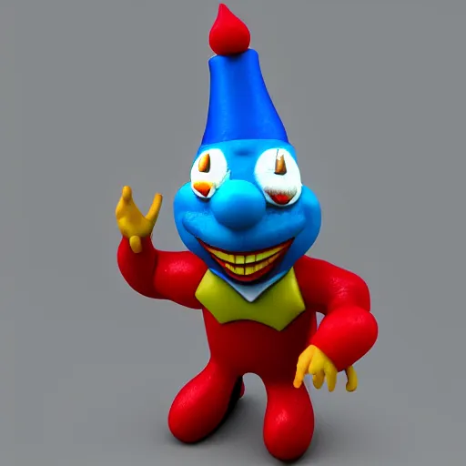 Image similar to poorly rendered 3 d clown
