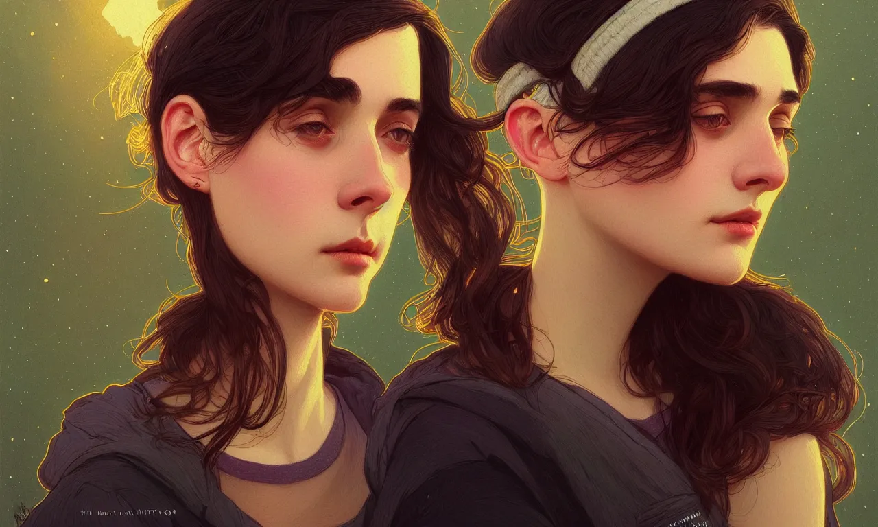 Prompt: Hila Klein closeup filled background around face, teddy fresh, undercut hairstyle, dark light night, intricate, elegant, sharp focus, illustration, highly detailed, digital painting, concept art, matte, art by WLOP and Artgerm and Greg Rutkowski and Alphonse Mucha, masterpiece