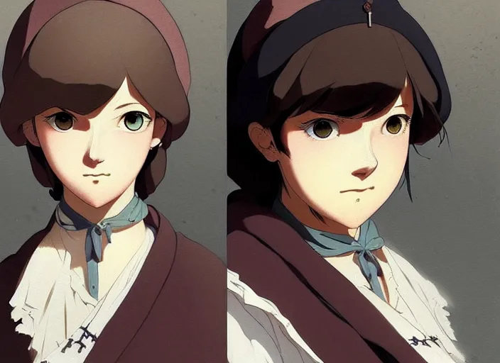 Prompt: 1 8 4 5 florence nightingale as teen, character face study, faces only, concept art finely detailed perfect art, painted by greg rutkowski makoto shinkai takashi takeuchi studio ghibli, pinterest, cevagraf comics