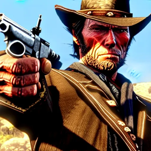 Prompt: clint eastwood in red dead redemption 2