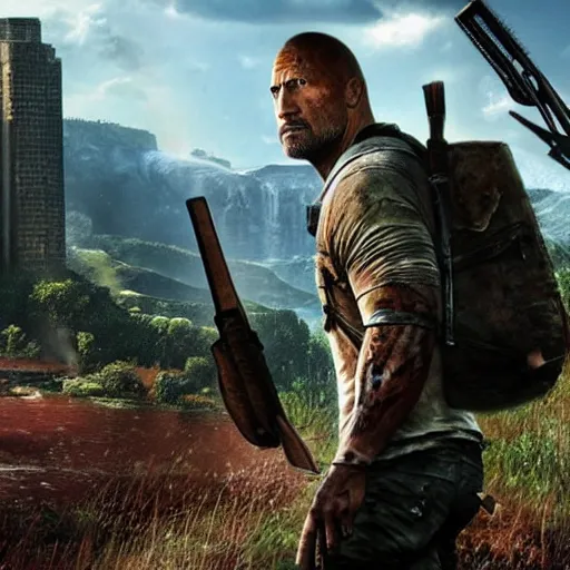 Image similar to dwayne johnson as a character from the last of us