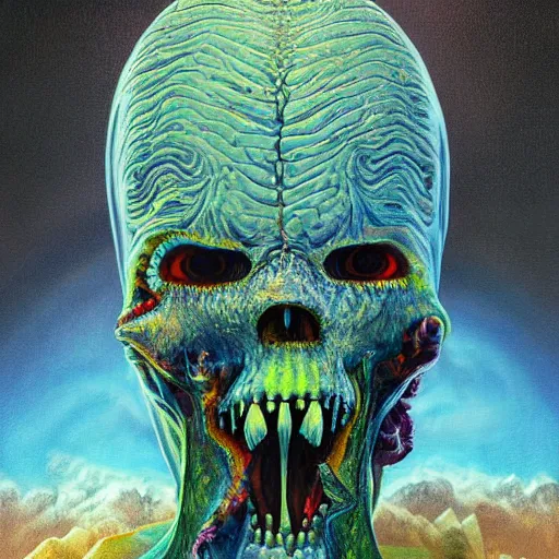 Image similar to a hyperrealistic painting of cosmic horror, by gregory crewson, highly detailed, vivid color,