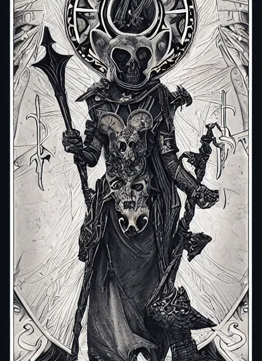 Prompt: tarot card template death _ by _ filipe _ pagliuso _ and _ justin _ gerard _ symmetric _ fantasy _ highly _ detailed _ realistic _ intricate _ port