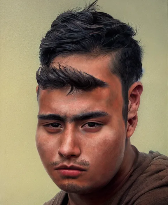 Prompt: heroic portrait of a young mexican man. art by denys tsiperko and bogdan rezunenko, hyperrealism