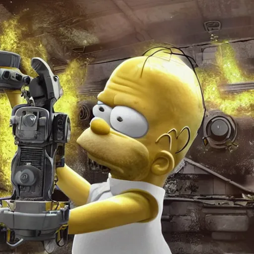 Prompt: Homer Simpson in Gears of War, highly detailed, high quality, HD, 4k, 8k, Canon 300mm, professional photographer, 40mp, lifelike, top-rated, award winning, realistic, sharp, no blur, edited, corrected, trending