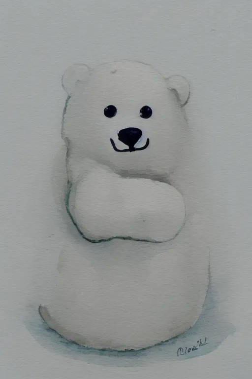 Prompt: a cute anime polar bear holding a porcelain, watercolor, white background, lovely