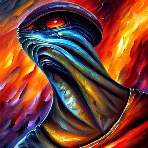 Prompt: digital painting of a Predator alien by Leonid Afremov