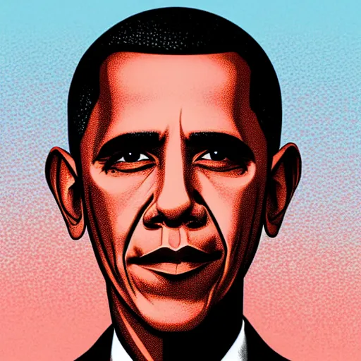 Prompt: Obama, graphic illustration by Jamie Hewlett, bold colors