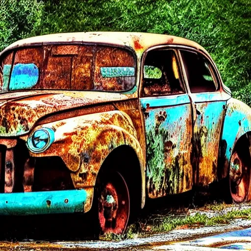 Image similar to broken down rusty old car