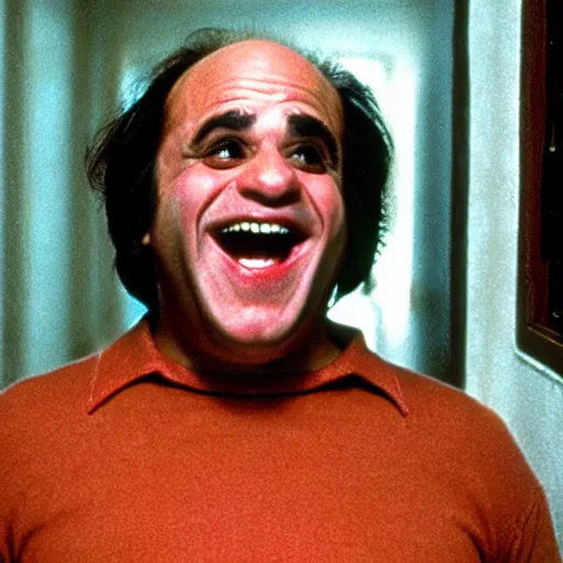 Prompt: Danny Devito as Jack, film still from the movie The Shining