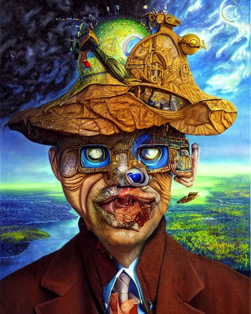 Prompt: a surrealistic portrait of a man, painting by Patrick Woodroffe, highly detailed, trending on artstationhq