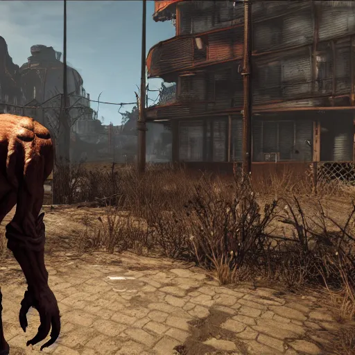 Image similar to deathclaw from fallout 4, unreal engine 5, 4 k, graphics overhaul mod