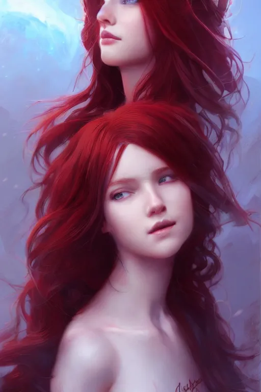 Prompt: beautiful cute red haired joyful and playful 1 9 year old girl, long hair, sci - fi, fantasy, intricate, elegant, digital painting, artstation, concept art, smooth, 8 k frostbite 3 engine, ultra detailed, art by artgerm and greg rutkowski and magali villeneuve