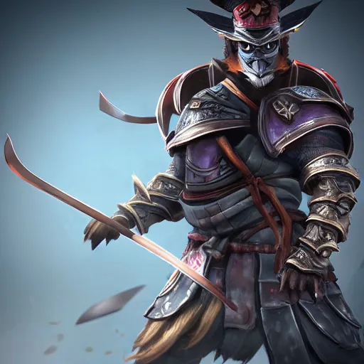 Image similar to shiba inu samurai warrior as a league of legends character, michael maurino, alex flores, paul kwon, cinematic, highly detailed, concept art, 3 d cgi, dramatic lighting, focus, smooth, heroic