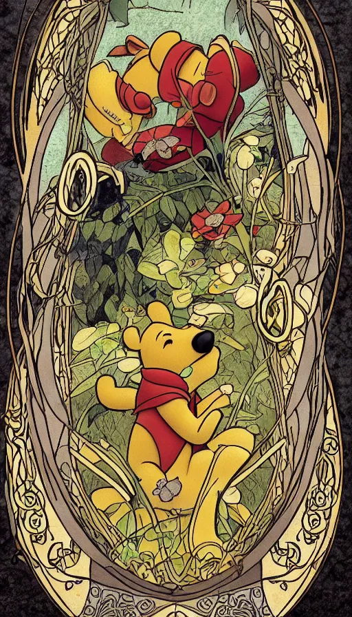 Image similar to art nouveau Winnie the Pooh