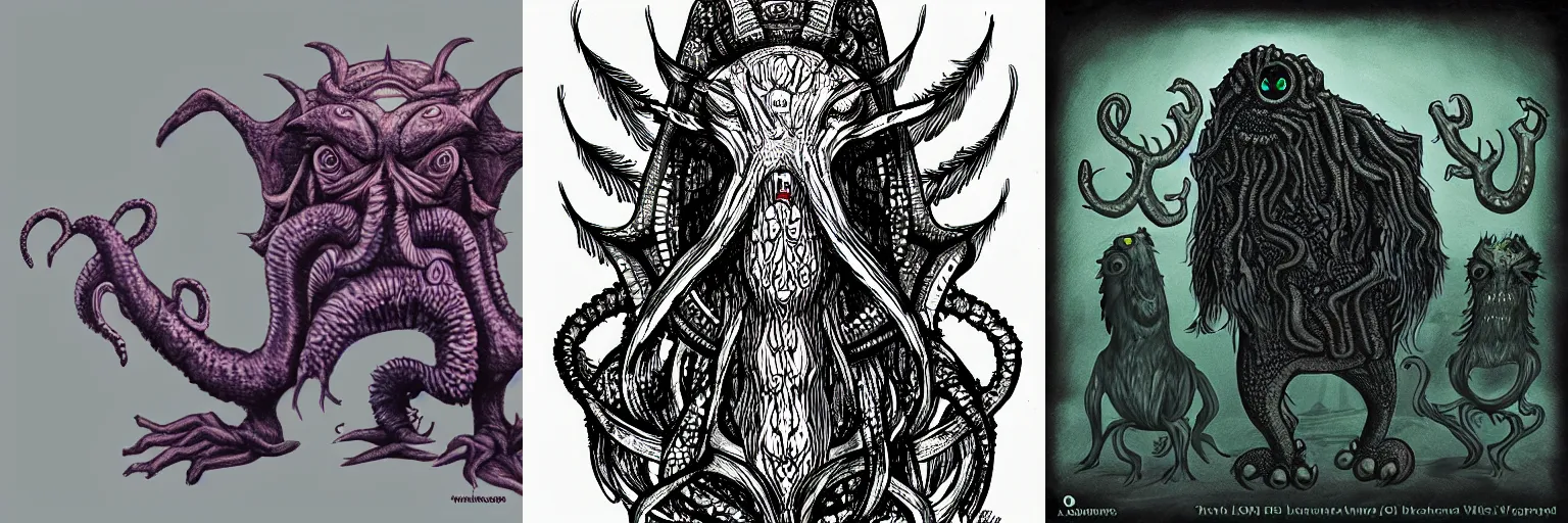 Prompt: animal old god Lovecraft in the style of Nick Nichols