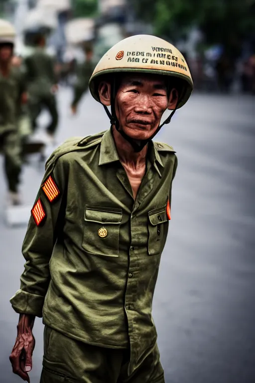 Image similar to vietnam soldier with skateboard, pulitzer award, captured by nikon d 8 5 0, 4 k, body features, face features, bokeh, by daniel berehulak and adnan abidi