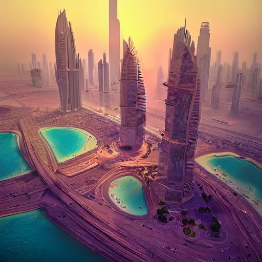 Image similar to gta : dubai, by beeple