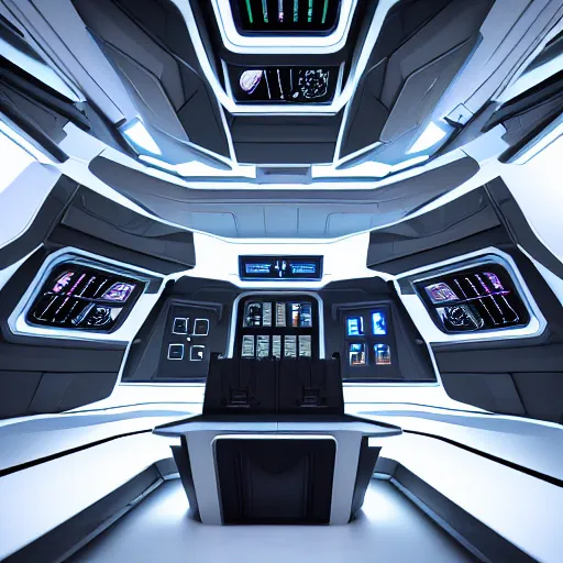 Image similar to Interior of a futuristic luxurious starship command center, 4k, artstation, cgsociety, cinematic lighting