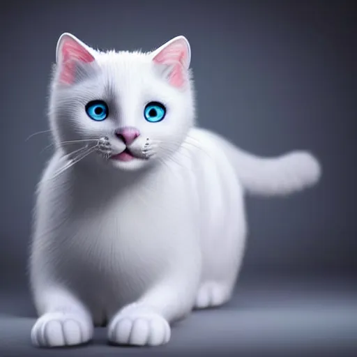 Prompt: still photo of a cute white kitty, highly detailed, photorealistic portrait, bright studio setting, studio lighting, crisp quality and light reflections, unreal engine 5 quality render