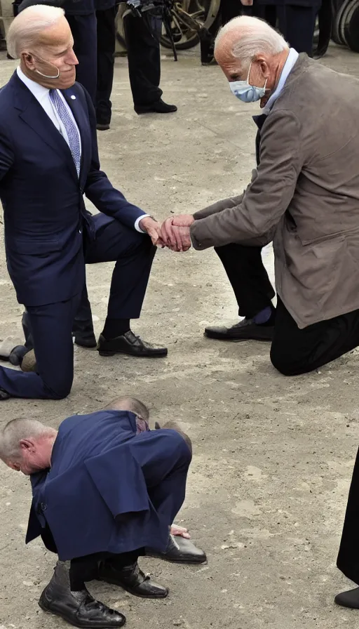 Image similar to photo biden on his knees asks for forgiveness from ivan the terrible