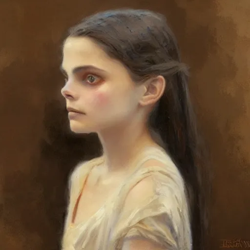 Prompt: dafne keen, vampire, painting by Gaston Bussiere, Craig Mullins