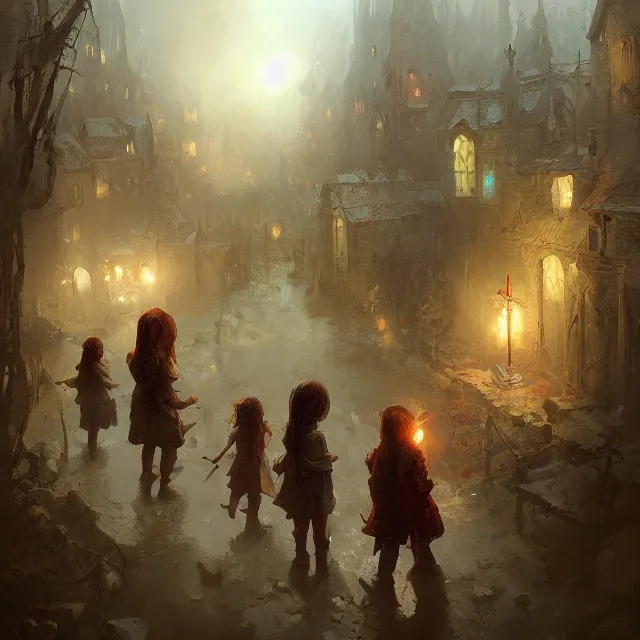 Image similar to a painting of the children of the grave by marc simonetti, dark fantasy art, high detail, trending on artstation