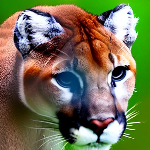 Image similar to a profile photo of a cougar head blue white