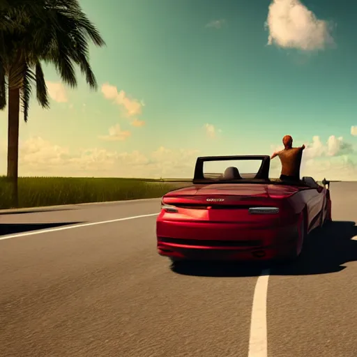 Prompt: jesus christ joyriding in florida in a convertable, dslr, award winning, 8 k, octane beautifully detailed render, warm mood, cinematic lighting, detailed photo, masterpiece, volumetric lighting, ultra realistic, highly detailed, high quality, lossless, photorealistic