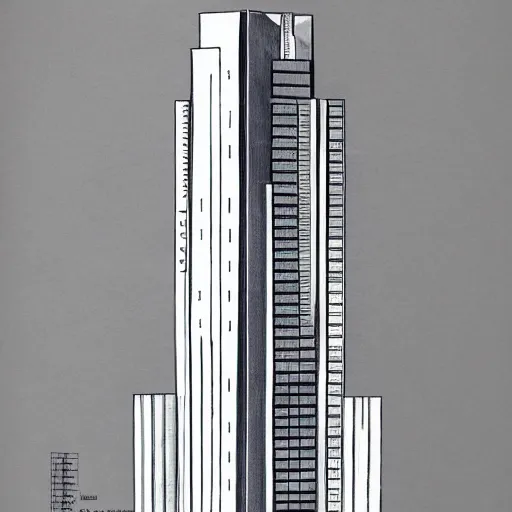 Prompt: architectural drawing of a skyscraper designed by cesar pelli